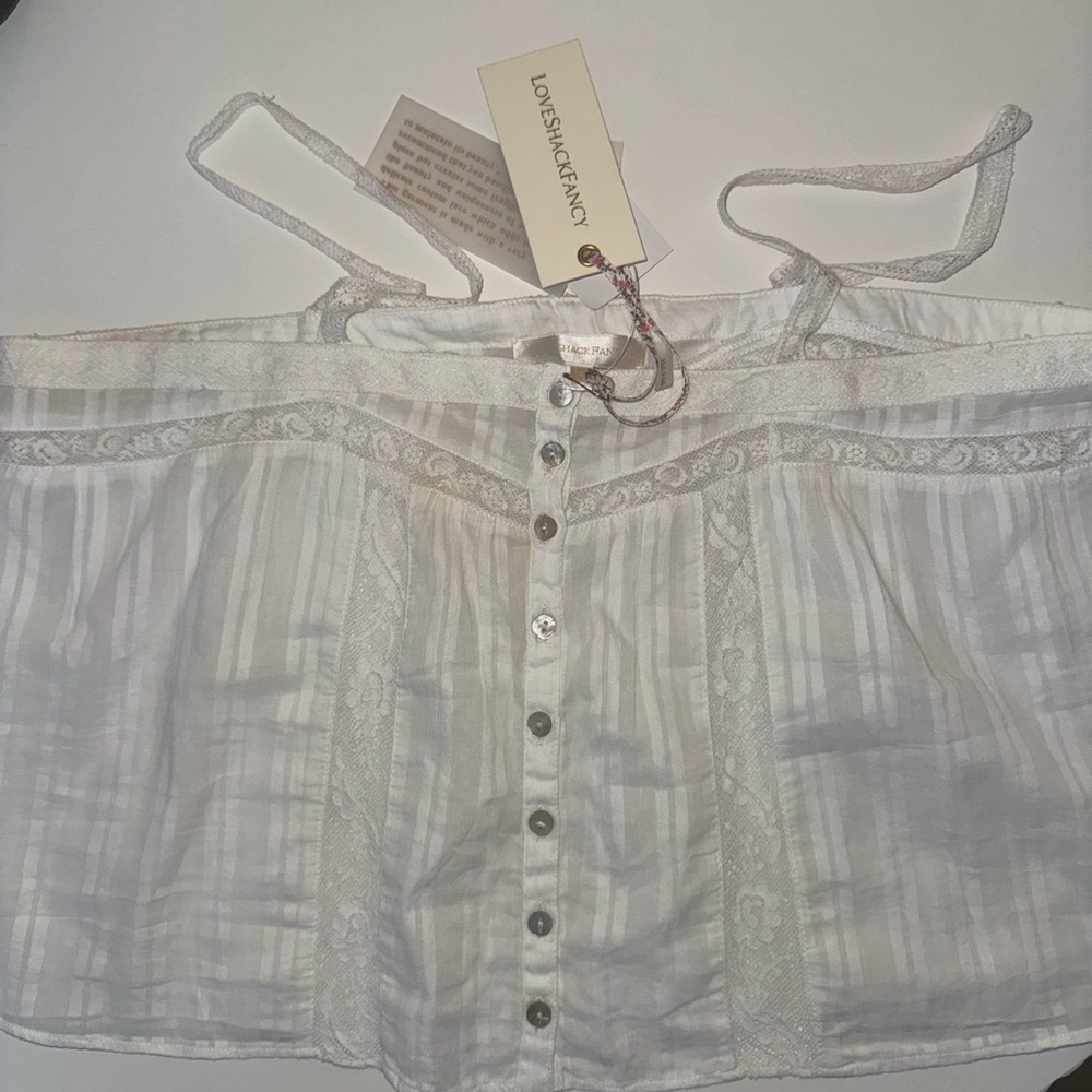 LoveShackFancy Ivory Button-Down Blouse